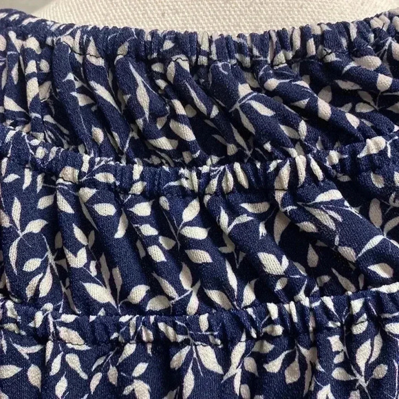 Blue & cream floral smock top shirt blouse - Picture 10 of 16